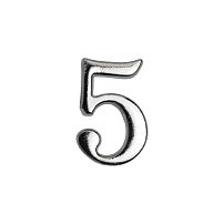 Цифра дверная АЛЛЮР "5" на клеевой основе  хром (600,20)