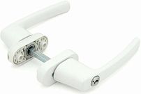 Ручка балконная с кл.+кнопка белая двухстор. симетричная алюмин. Omega (Омега)BHS 05 9016 белая (30)
