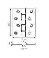 RENZ 100-4BB FH SW/CP 4 подш супер белый/хром блестящий 100*75 Петля дверная 2 шт (50;1!!!) НОВИНКА