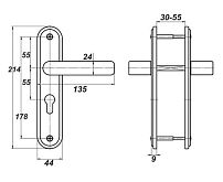 Балашиха НР 0801  для замков ЗВ4 401 /ЗВ4 402 мед.антик м/о 55мм Комплект ручек (10)