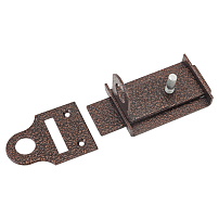 С-Пб Засов накладной универсал. с проуш. с плоск. ригелем медь (35)