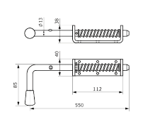 Засов Домарт пружинный (110) 550мм мод.2 цинк d-13мм (10) 
