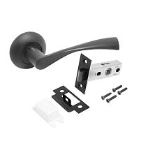 АЛЛЮР АРТ "ОСКАР" BL+L45-8 BL (13150/S45) матовый черный Комплект ручка и защелка (20) АЛЛЮР АРТ "ОСКАР" BL+L45-8 BL (13150/S45) матовый черный Комплект ручка и защелка (20)