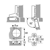 StahlBuro 1110 Clip-On  2 шт., хром. Петля мебельная полунакладная с доводчиком (50) StahlBuro 1110 Clip-On  2 шт., хром. Петля мебельная полунакладная с доводчиком (50)
