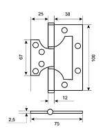 RENZ 100-2BB FH РB без врезки 2 подш латунь блестящий 100*75 Петля дверная 2 шт (50;1!!!) RENZ 100-2BB FH РB без врезки 2 подш латунь блестящий 100*75 Петля дверная 2 шт (50;1!!!)