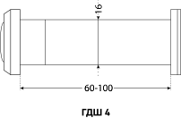 АЛЛЮР ГДШ-4 БШт 60-100мм d=16мм хром Глазок дверной (200,20)