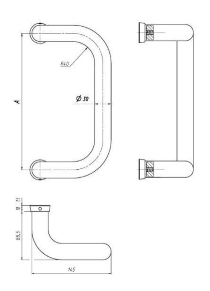 ЛДМ Ручка офисная АРД-01 (300х30 мм) 9016 белая Ручка-скоба (10)