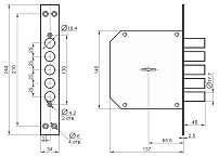 Рязань К 8-6 (Ключ 120мм) "BORDER" 72260 Замок врезной тяж (6)