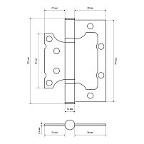 СТАНДАРТ 100х75х2,5мм 2BB SBP мат.латунь Петля накладная без врезки 1 шт (100,20)