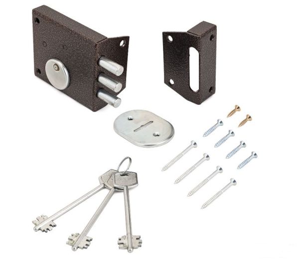 Д-град Зенит ЗН4-1 медь Замок накладной (20) купить оптом в Екатеринбурге - Замки накладные для деревянных дверей ПТК