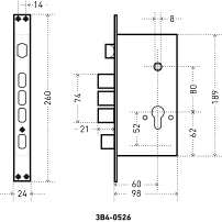 АЛЛЮР ЗВ4-0526 GP-L золото без ц/м с/руч Замок врезной тяж  (12)