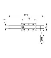 Засов Домарт воротный (75) 190мм с накладкой черный d-13мм (10) Засов Домарт воротный (75) 190мм с накладкой черный d-13мм (10)