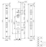 KALE 153/P 25mm W/B никель б/о б/накл. б/мех.секр м/о 85мм Замок врезной б/руч (30)