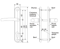 Гардиан 4132 Соната черный муар к замку Гардиан 1211,3211 Комплект ручек (15)