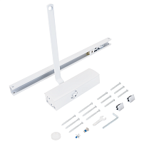 NOTEDO Доводчик дверной  DC-075 SL+HO WHITE со скользящей тягой, с фикс. до 60 кг белый (10)