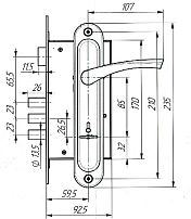 Д-град Зенит ЗВ9-6-01 Медь, сувальдный,  ЗЩ б/о  м/о 85 Замок врезной с/руч (10)