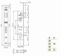 KALE 153  30mm W/B никель б/о, б/н, б/мех.секр. м/о 85мм Замок врезной б/руч (30)